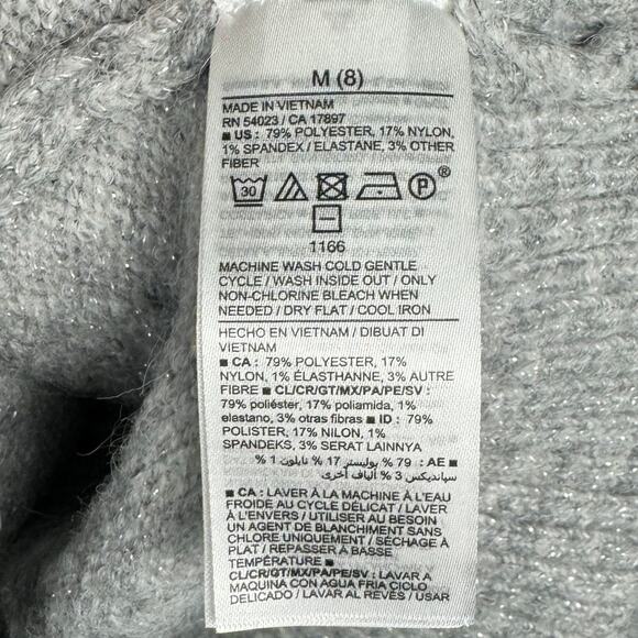 Nwt Old Navy Gray Metallic Crew Knit Stretch Cropped Sweater Medium (8) Girl's - Picture 5 of 8